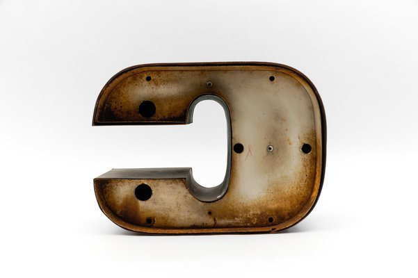 Mid-Century Modern German Patinated Copper Letter C, 1960s-KQB-1734426