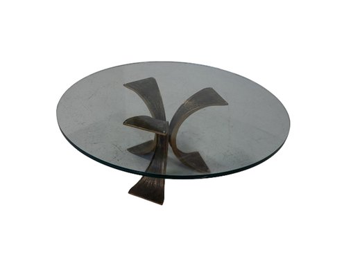 Mid-Century Modern Glass and Bronze Coffee Table, Italy, 1960s-FGA-1803392