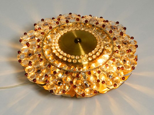 Mid-Century Modern Glass & Brass Ceiling Lamp, 1960s-RR-891356