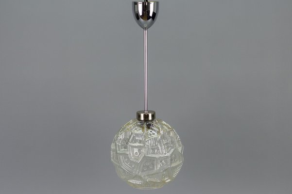 Mid-Century Modern Glass & Chrome Pendant Light-KEG-974021