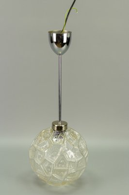 Mid-Century Modern Glass & Chrome Pendant Light-KEG-974021