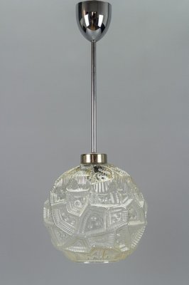 Mid-Century Modern Glass & Chrome Pendant Light-KEG-974021