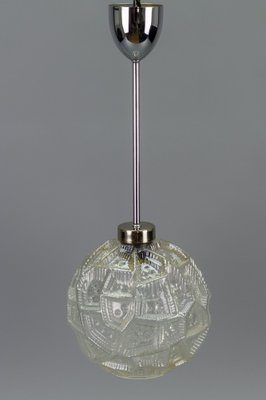 Mid-Century Modern Glass & Chrome Pendant Light-KEG-974021