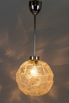 Mid-Century Modern Glass & Chrome Pendant Light-KEG-974021