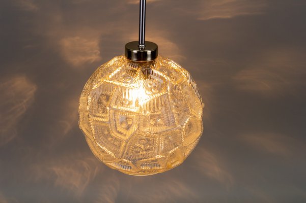 Mid-Century Modern Glass & Chrome Pendant Light-KEG-974021