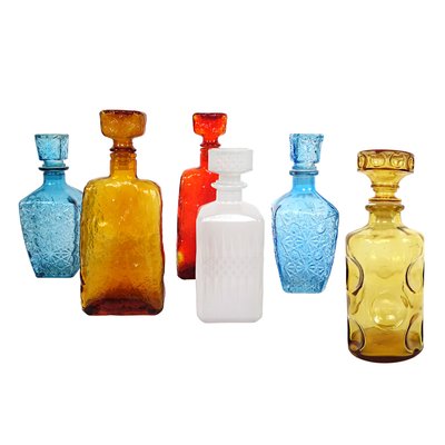 Mid-Century Modern Glass Decanters from Empoli, Set of 6-RY-795903