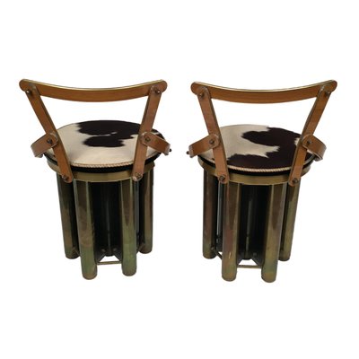 Mid-Century Modern Glass, Formica & Brass Stools, 1960s, Set of 2-LYQ-1171279