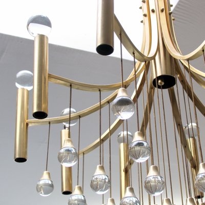 Mid-Century Modern Gold-Plated Metal Chandelier by Gaetano Sciolari, 1970s-YGE-873746