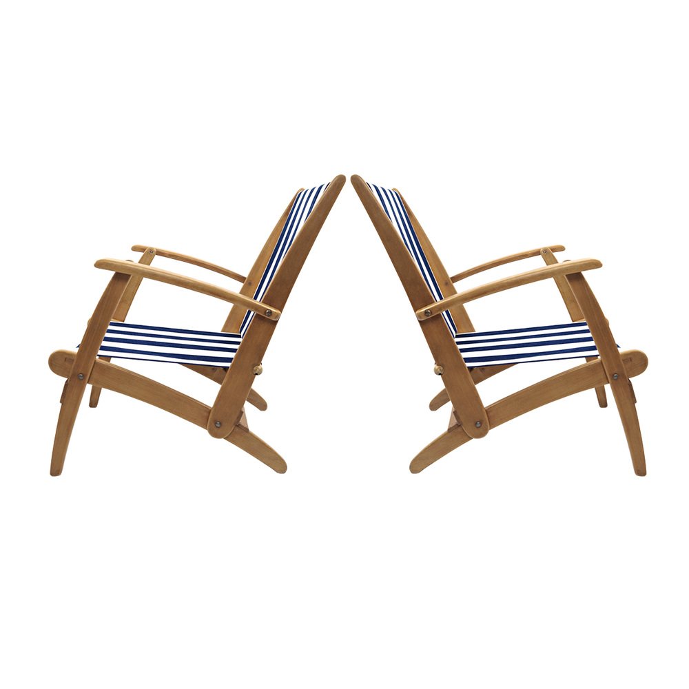 Mid-Century Modern Gracias Lacquered Wooden Folding Deck Chairs, Set of 2