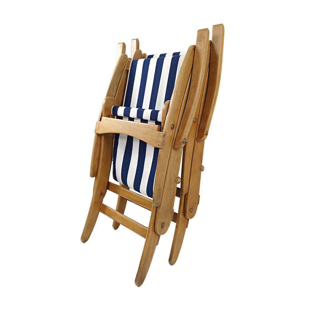 Mid-Century Modern Gracias Lacquered Wooden Folding Deck Chairs, Set of 2