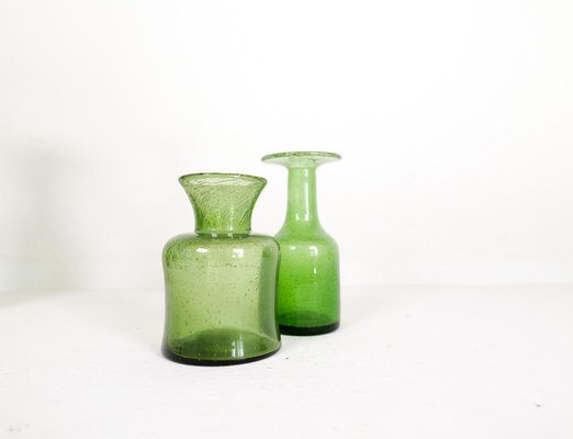 Mid-Century Modern Green Vases attributed to Erik Hoglund for Kosta, Sweden, 1960s, Set of 6-UYK-1723502