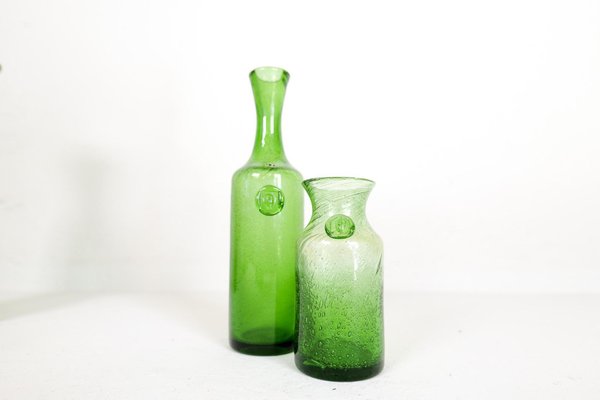 Mid-Century Modern Green Vases attributed to Erik Hoglund for Kosta, Sweden, 1960s, Set of 6-UYK-1723502