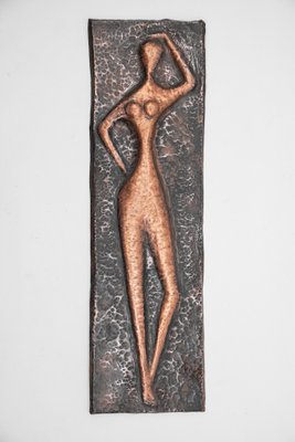 Mid-Century Modern Hand-Forged Artist Copper Wall Piece, 1950s-KQB-1752753