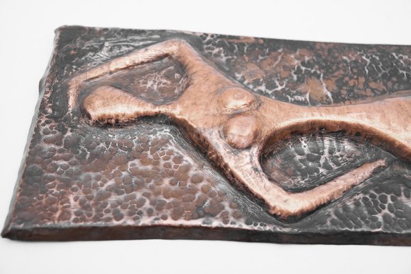 Mid-Century Modern Hand-Forged Artist Copper Wall Piece, 1950s-KQB-1752753