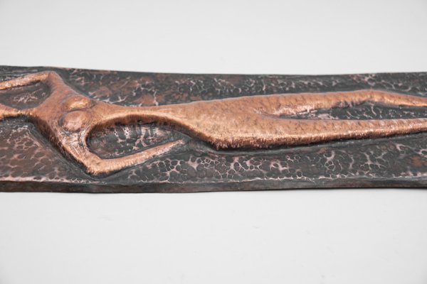 Mid-Century Modern Hand-Forged Artist Copper Wall Piece, 1950s-KQB-1752753