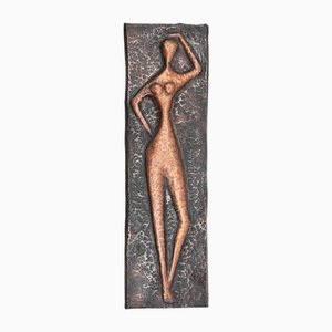 Mid-Century Modern Hand-Forged Artist Copper Wall Piece, 1950s-KQB-1752753