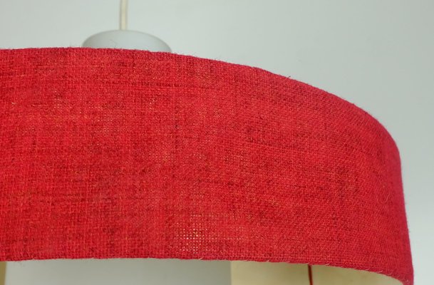 Mid-Century Modern Hanging Lamp in White Glass & Red Fabric, 1960s-FH-982783