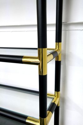 Mid-Century Modern Hollywood Regency Brass & Glass Bookshelf, 1970s-UWE-809075