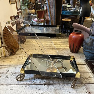 Mid-Century Modern Italian Acrylic Glass and Brass Bar Cart, 1960s-NMK-1821216