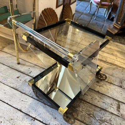 Mid-Century Modern Italian Acrylic Glass and Brass Bar Cart, 1960s-NMK-1821216