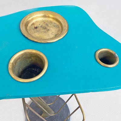 Mid-Century Modern Italian Aqua Green Magazine Rack with Brass Detail, 1980s-GDD-1097209