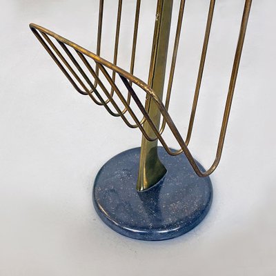 Mid-Century Modern Italian Aqua Green Magazine Rack with Brass Detail, 1980s-GDD-1097209