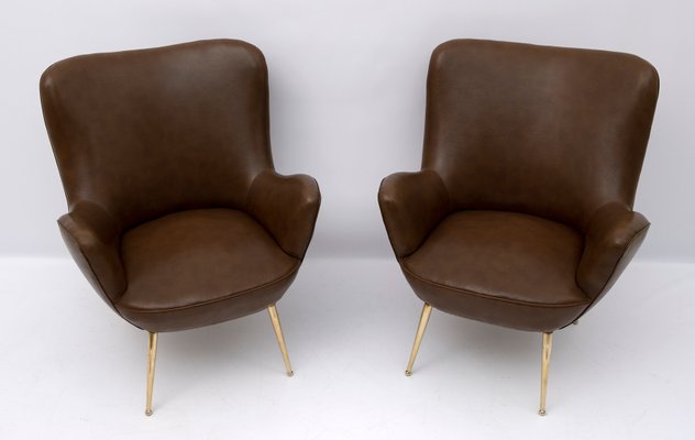 Mid-Century Modern Italian Armchairs, 1950s, Set of 2-FER-951872