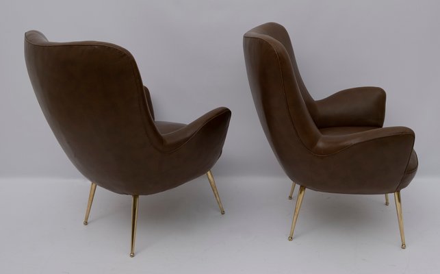 Mid-Century Modern Italian Armchairs, 1950s, Set of 2-FER-951872