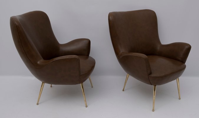 Mid-Century Modern Italian Armchairs, 1950s, Set of 2-FER-951872