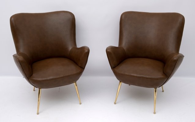 Mid-Century Modern Italian Armchairs, 1950s, Set of 2-FER-951872