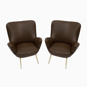 Mid-Century Modern Italian Armchairs, 1950s, Set of 2-FER-951872