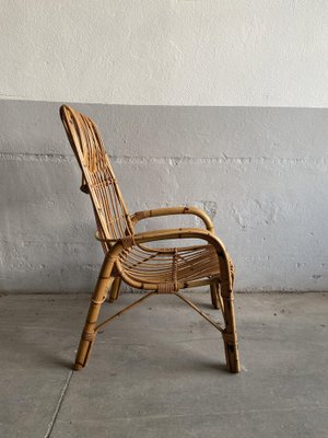 Mid-Century Modern Italian Bamboo and Rattan Armchair in the Style of Franco Albini, 1970s-DHH-1162130