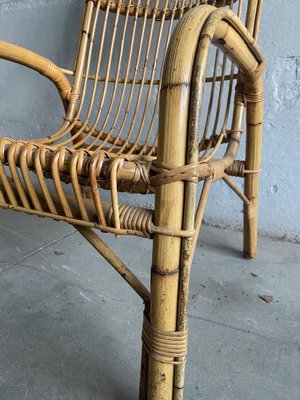 Mid-Century Modern Italian Bamboo and Rattan Armchair in the Style of Franco Albini, 1970s-DHH-1162130