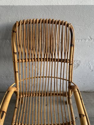 Mid-Century Modern Italian Bamboo and Rattan Armchair in the Style of Franco Albini, 1970s-DHH-1162130