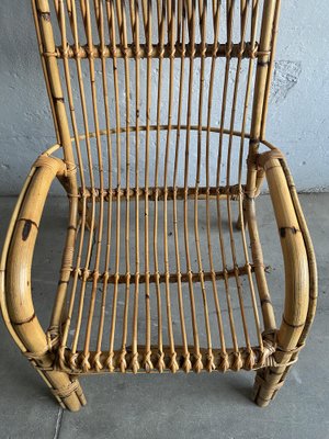 Mid-Century Modern Italian Bamboo and Rattan Armchair in the Style of Franco Albini, 1970s-DHH-1162130