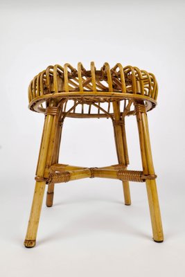 Mid-Century Modern Italian Bamboo Rattan Stool by Franco Albini, 1960s-LYQ-1195205