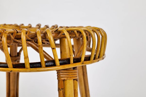 Mid-Century Modern Italian Bamboo Rattan Stool by Franco Albini, 1960s-LYQ-1195205