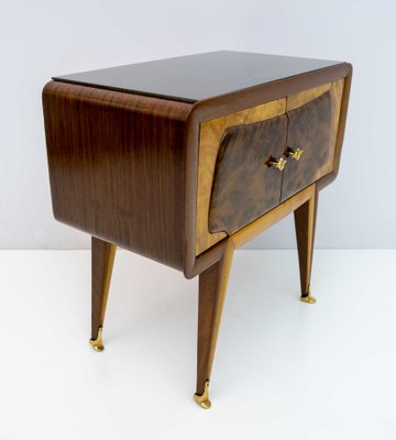 Mid-Century Modern Italian Bedside Tables in Maple and Walnut, 1950s, Set of 2-FER-1419589