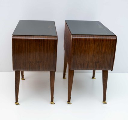 Mid-Century Modern Italian Bedside Tables in Maple and Walnut, 1950s, Set of 2-FER-1419589