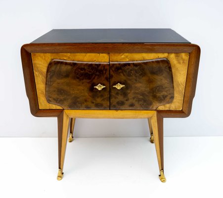 Mid-Century Modern Italian Bedside Tables in Maple and Walnut, 1950s, Set of 2-FER-1419589