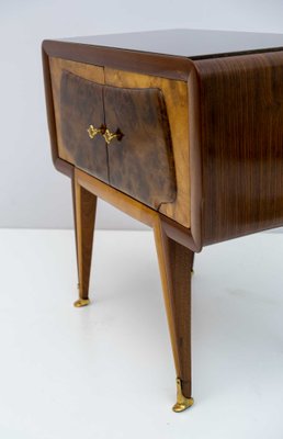 Mid-Century Modern Italian Bedside Tables in Maple and Walnut, 1950s, Set of 2-FER-1419589