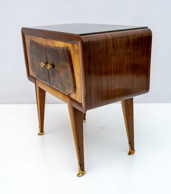 Mid-Century Modern Italian Bedside Tables in Maple and Walnut, 1950s, Set of 2-FER-1419589