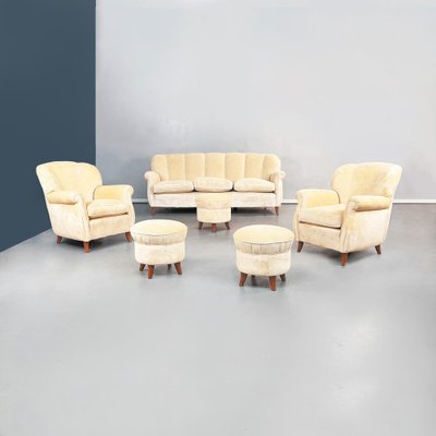 Mid-Century Modern Italian Beige Wooden Armchairs, 1960s, Set of 2-GDD-1324655