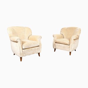 Mid-Century Modern Italian Beige Wooden Armchairs, 1960s, Set of 2-GDD-1324655