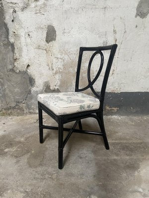 Mid-Century Modern Italian Black Chairs in Painted Bamboo from Vivai Del Sud, 1970s, Set of 6-DHH-1335487