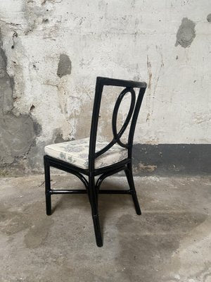 Mid-Century Modern Italian Black Chairs in Painted Bamboo from Vivai Del Sud, 1970s, Set of 6-DHH-1335487