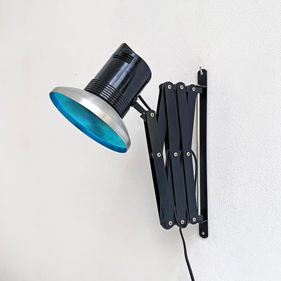 Mid-Century Modern Italian Black Pantograph Adjustable Wall Lamp, 1970s-GDD-1097226