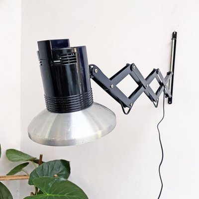 Mid-Century Modern Italian Black Pantograph Adjustable Wall Lamp, 1970s-GDD-1097226