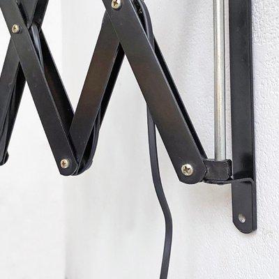 Mid-Century Modern Italian Black Pantograph Adjustable Wall Lamp, 1970s-GDD-1097226