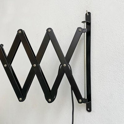 Mid-Century Modern Italian Black Pantograph Adjustable Wall Lamp, 1970s-GDD-1097226